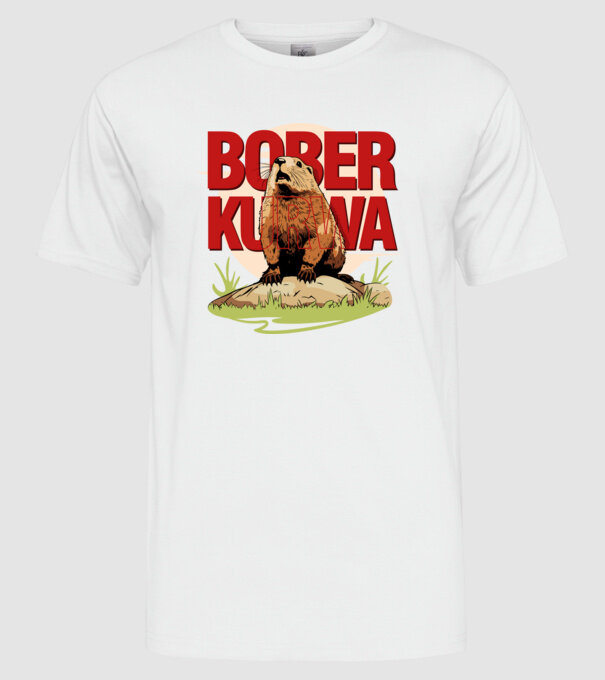 BOBER model alb pe tricou