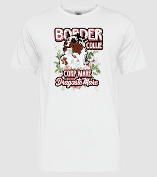 border collie - multă blană multă dragoste model alb pe tricou