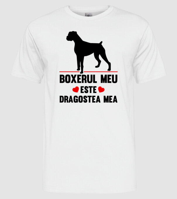 boxerul meu este dragostea mea model alb pe tricou