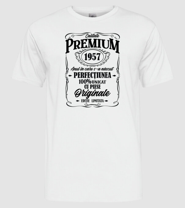 calitate premium -1957 - anul în care s-a născut - perfecțiunea - 100% unicat, cu piese originale, ediție limitată model alb pe tricou