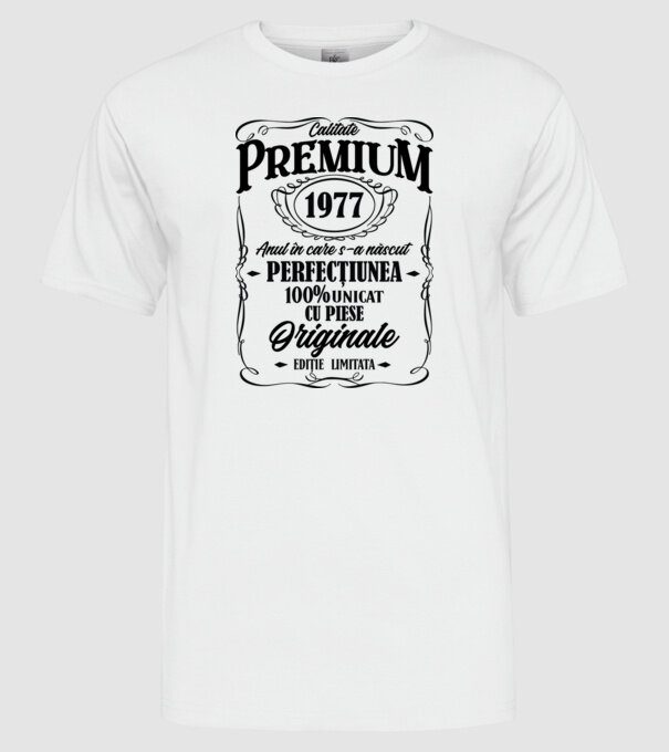 calitate premium -1977 - anul în care s-a născut - perfecțiunea - 100% unicat, cu piese originale, ediție limitată model alb pe tricou