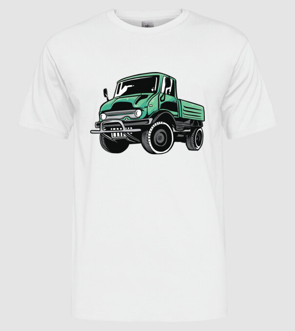 Camioane model alb pe tricou