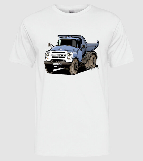 Camioane model alb pe tricou