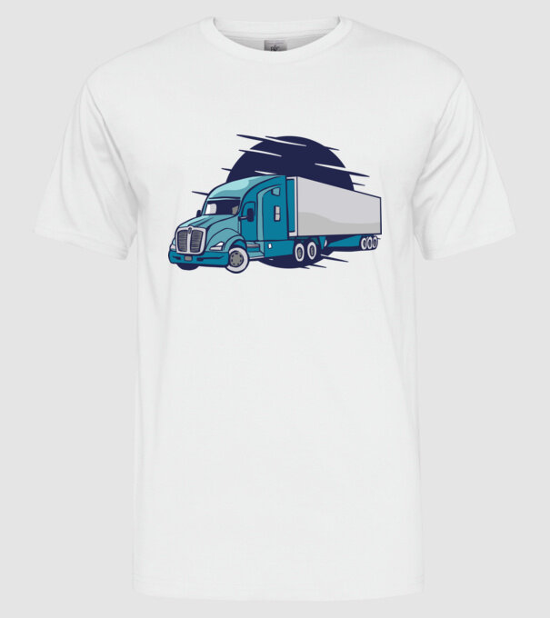Camioane model alb pe tricou
