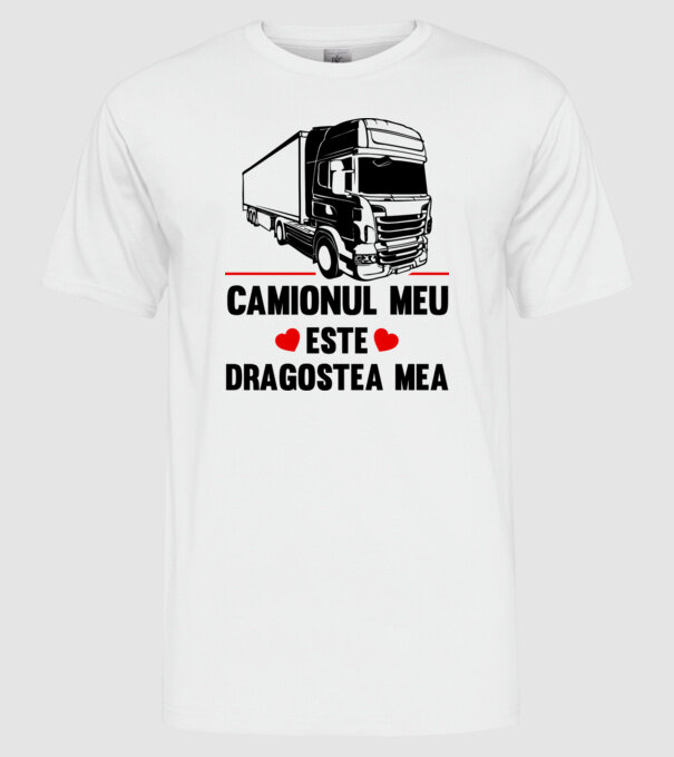 camionul meu este dragostea mea model alb pe tricou