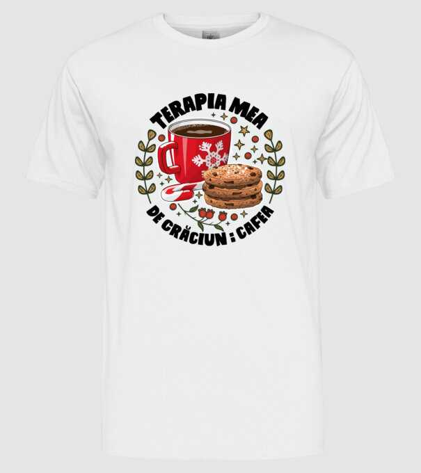 Cană de cafea de Crăciun model alb pe tricou