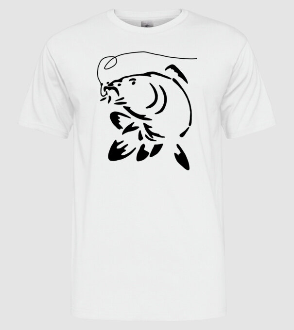 Carp model alb pe tricou