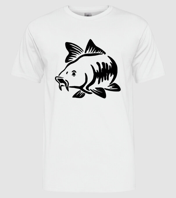 Carp model alb pe tricou
