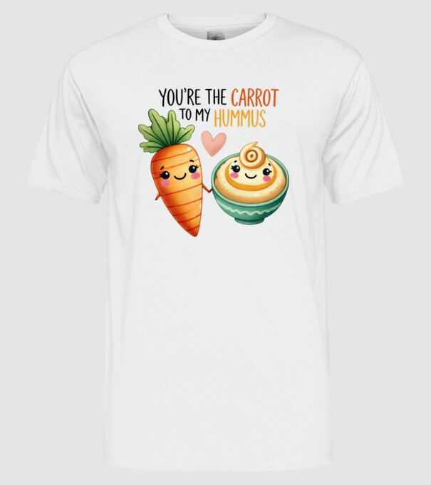 Carrot to my Hummus model alb pe tricou
