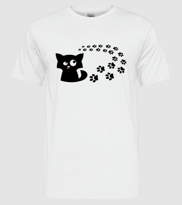 Cat model alb pe tricou