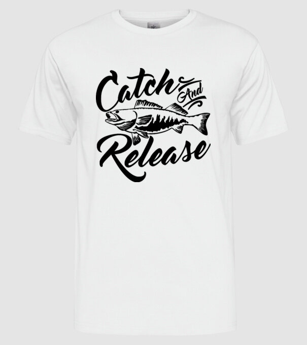 Catch and release model alb pe tricou