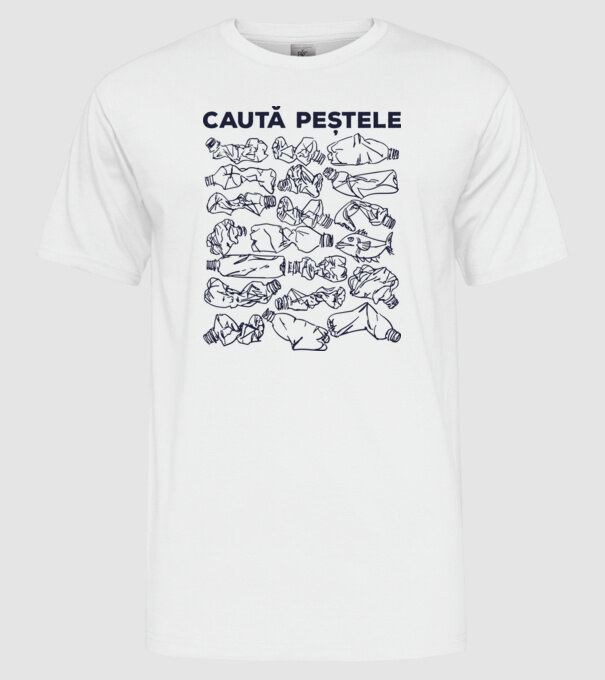 Caută peștele model alb pe tricou