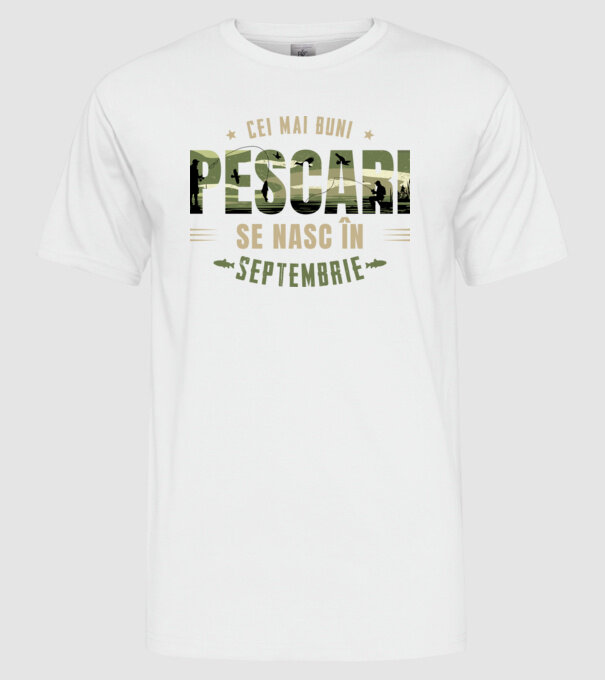 Cei mai buni pescari se nasc în septembrie model alb pe tricou