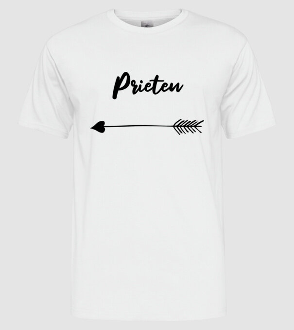 prieten model alb pe tricou