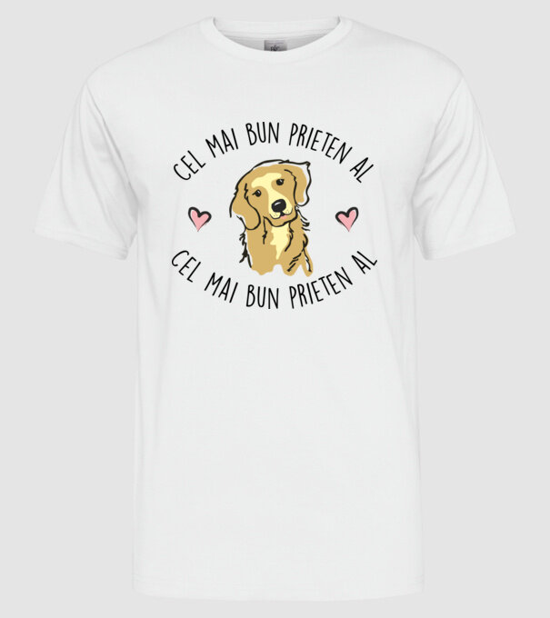 Cel mai bun prieten al meu este un golden retriever model alb pe tricou