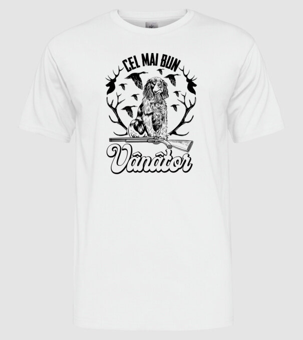 Cel mai bun vânător model alb pe tricou