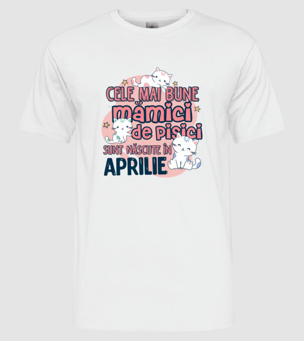 Cele mai bune mămici de pisici Aprilie model alb pe tricou
