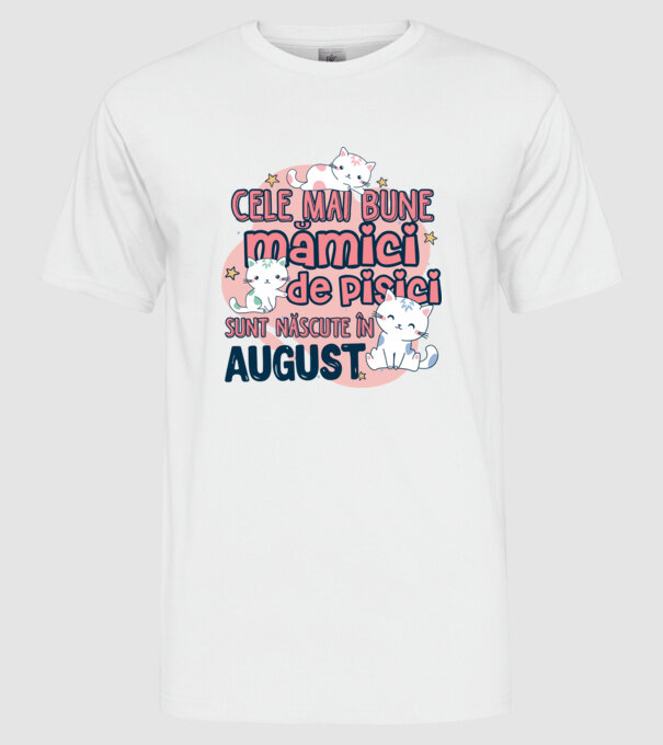 Cele mai bune mămici de pisici August model alb pe tricou