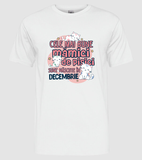 Cele mai bune mămici de pisici decembrie model alb pe tricou