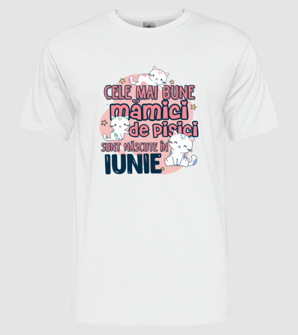 Cele mai bune mămici de pisici iunie model alb pe tricou