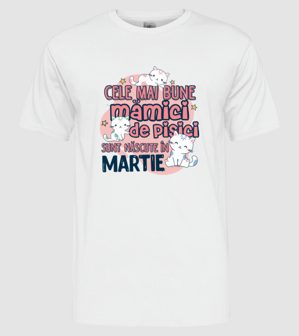 Cele mai bune mămici de pisici Martie model alb pe tricou