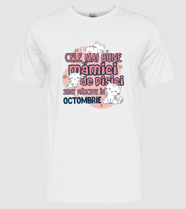 Cele mai bune mămici de pisici octombrie model alb pe tricou