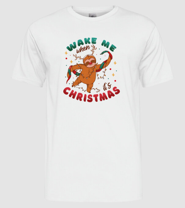 Christmas Sloth model alb pe tricou