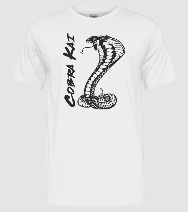 cobra kai black model alb pe tricou