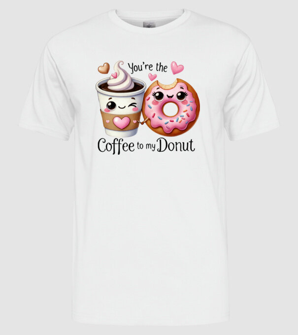 Coffee to my Donut model alb pe tricou