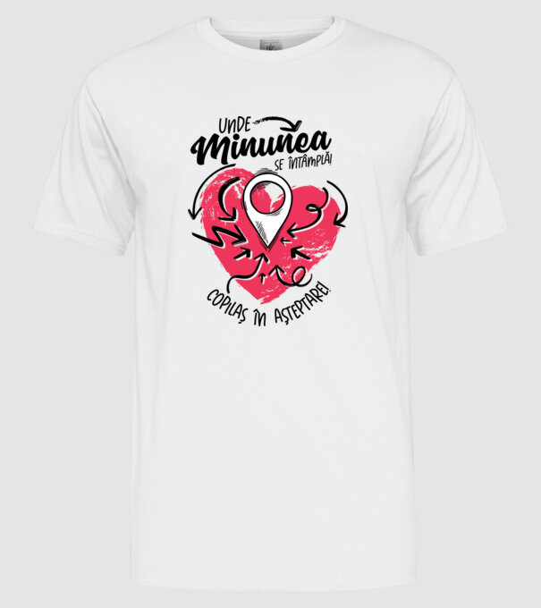 Copilaș în așteptare model alb pe tricou