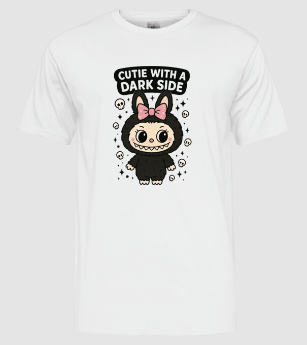 Cutie with a dark side model alb pe tricou
