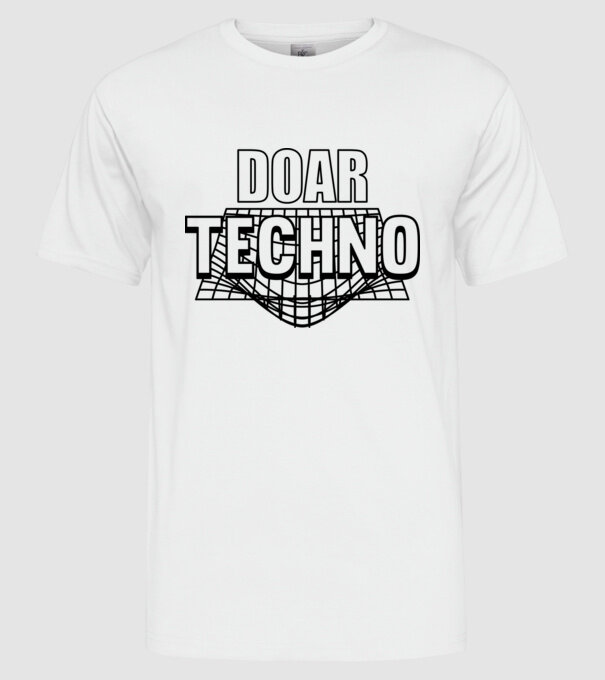 Doar techno model alb pe tricou