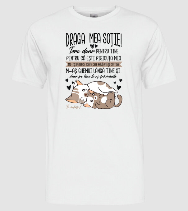 Draga mea soție model alb pe tricou