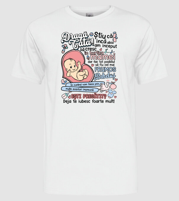 Dragă tată model alb pe tricou