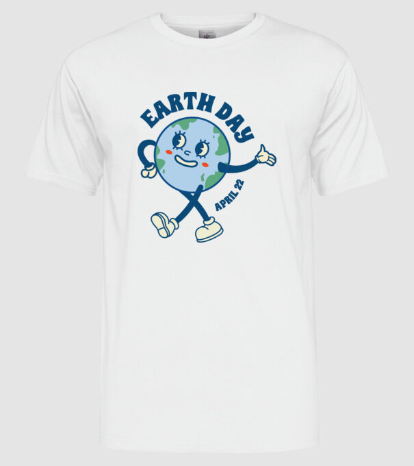 Earth Day model alb pe tricou