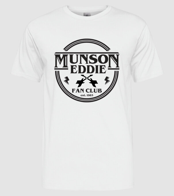 eddie munson fan club est 1983 model alb pe tricou