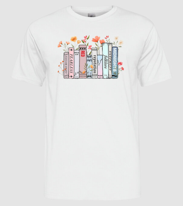 Eras tour books color model alb pe tricou