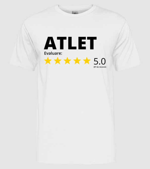 Evaluare 5 ATLET model alb pe tricou