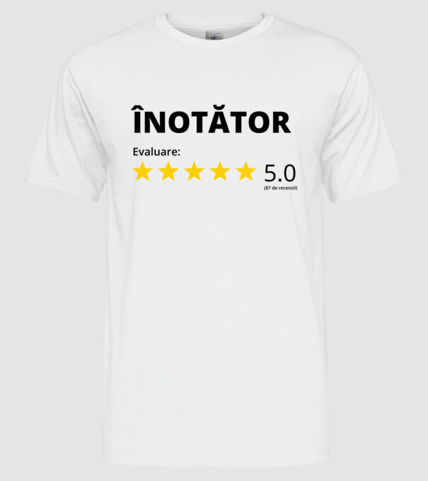 Evaluare 5 ÎNOTĂTOR model alb pe tricou