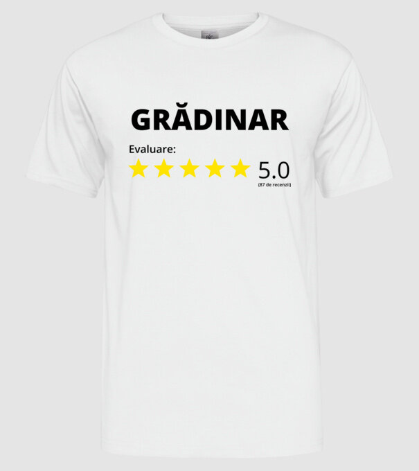 Evaluare Grădinar model alb pe tricou