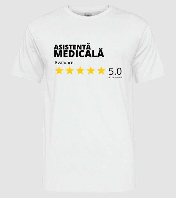 Evaluare - ASISTENTĂ MEDICALĂ model alb pe tricou