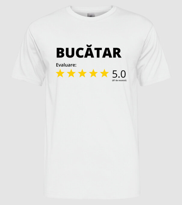 Evaluare - BUCĂTAR model alb pe tricou