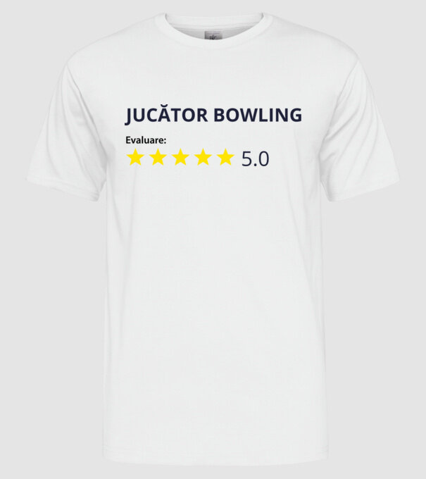 evaluare: jucător bowling de 5 stele model alb pe tricou