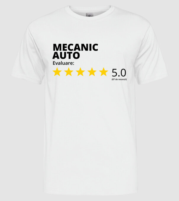 Evaluare - MECANIC AUTO model alb pe tricou