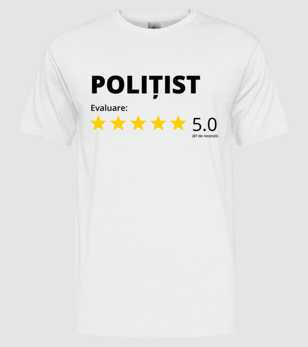 Evaluare - POLIȚIST model alb pe tricou