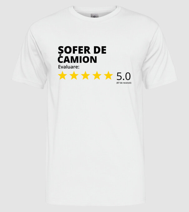 Evaluare - ȘOFER DE CAMION model alb pe tricou