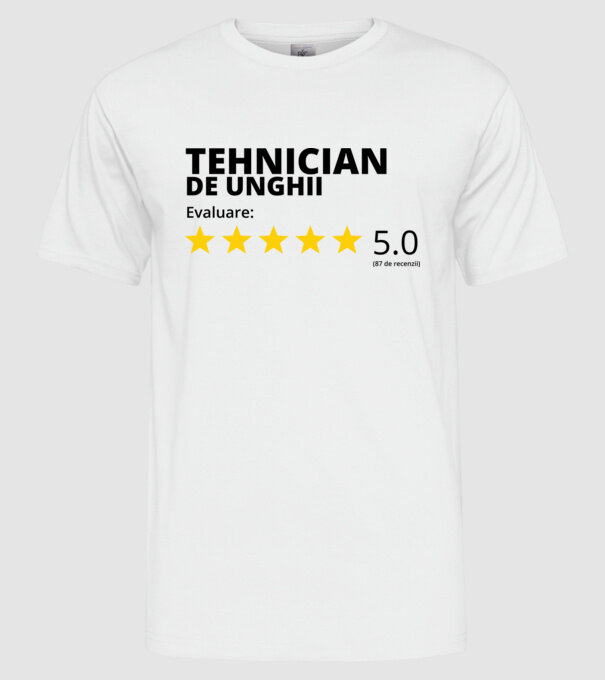 Evaluare - TEHNICIAN DE UNGHII model alb pe tricou