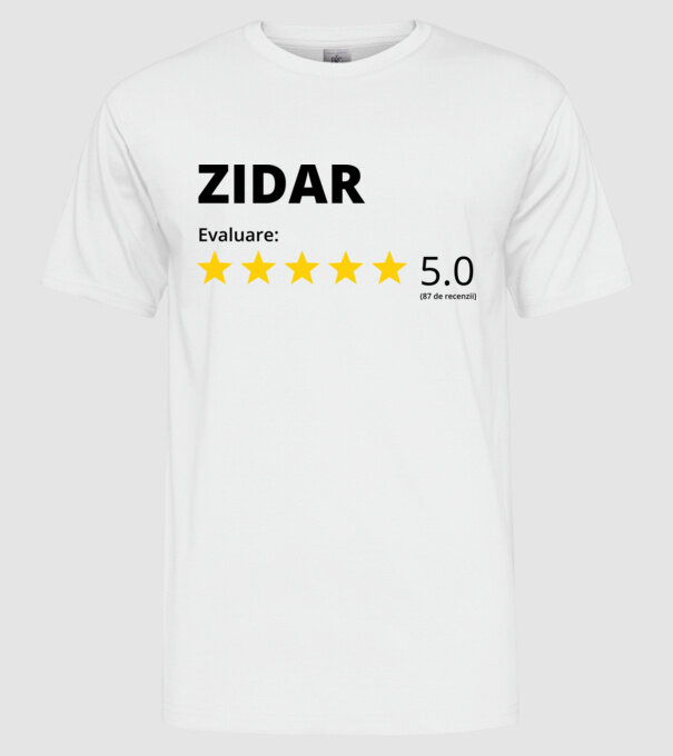 Evaluare - ZIDAR model alb pe tricou