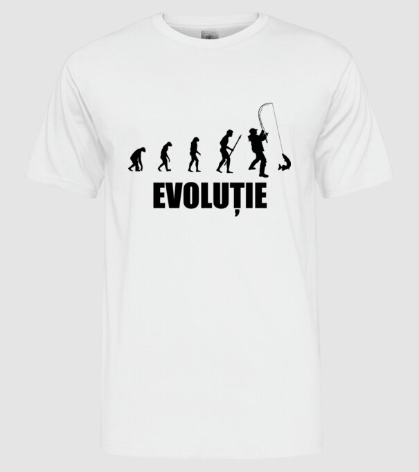 Evoluție Pescuit model alb pe tricou