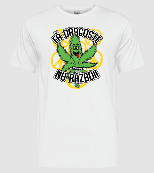 fă dragoste, nu război! (cenzurat) model alb pe tricou